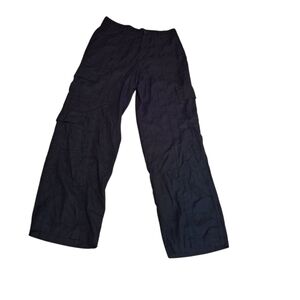 Aeropostale Black Straight Leg Cargo Pants Ladies Medium Linen Blend Beachy